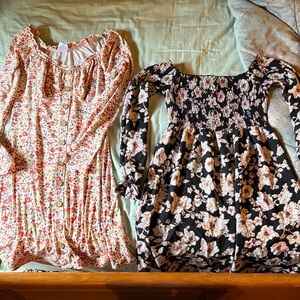 Floral Black and Cream Women's Dress